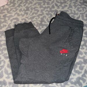 Nike Gray Sweatpants with Red Logo